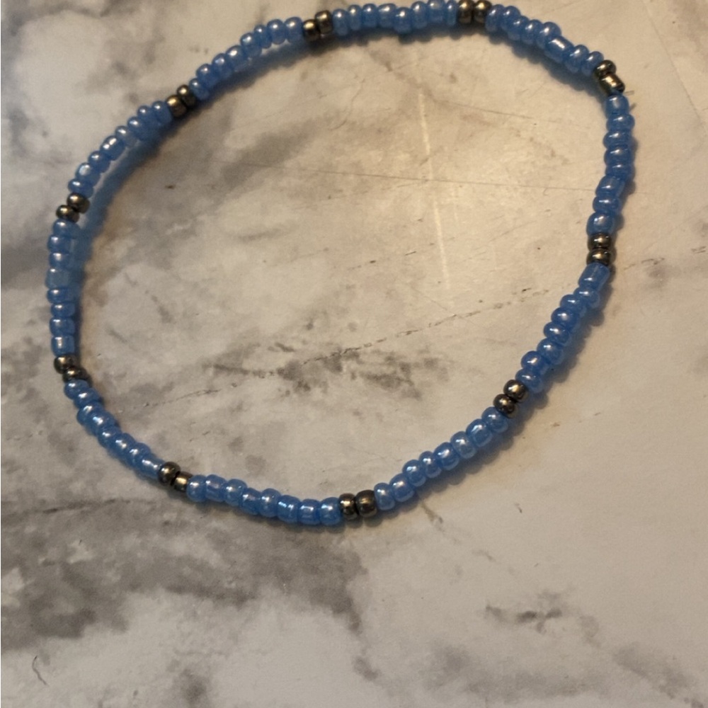 Blue Beaded anklet